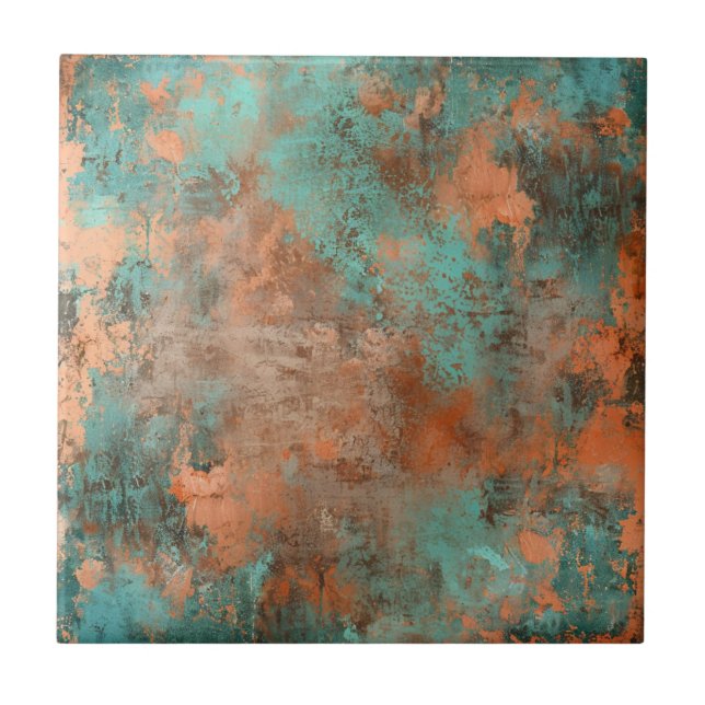 Copper Patina Metallic Rustic  Tile (Front)