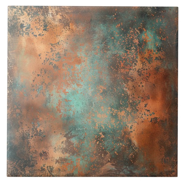 Copper Patina Metallic Rustic  Tile (Front)