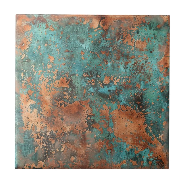 Copper Patina Metallic Rustic  Tile (Front)