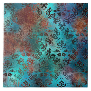 Copper Patina Rusted Damask Tile