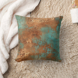 Copper Patina Rustic Metallic  Cushion