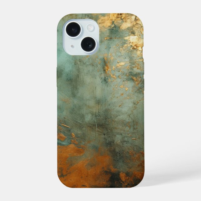 Copper Patina Rustic Metallic  iPhone 15 Case (Back)