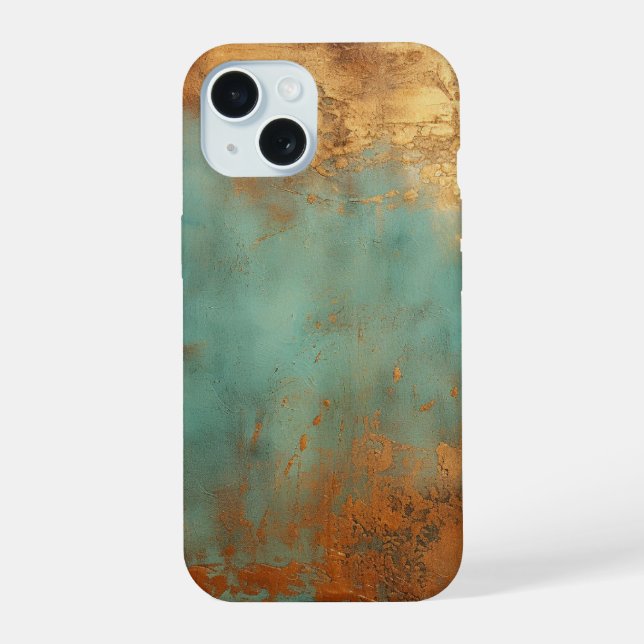 Copper Patina Rustic Metallic  iPhone 15 Case (Back)