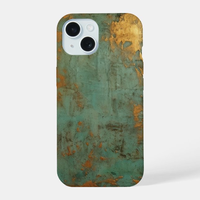 Copper Patina Rustic Metallic  iPhone 15 Case (Back)