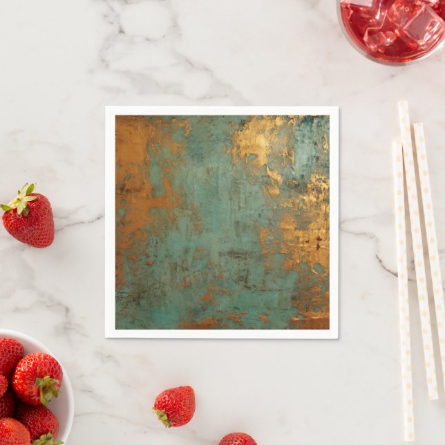 Copper Patina Rustic Metallic  Napkin (Insitu)