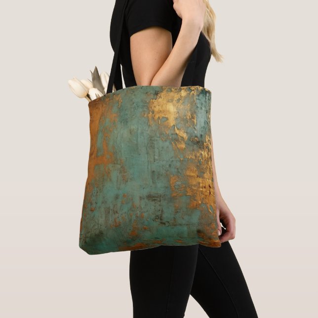 Copper Patina Rustic Metallic  Tote Bag (Close Up)