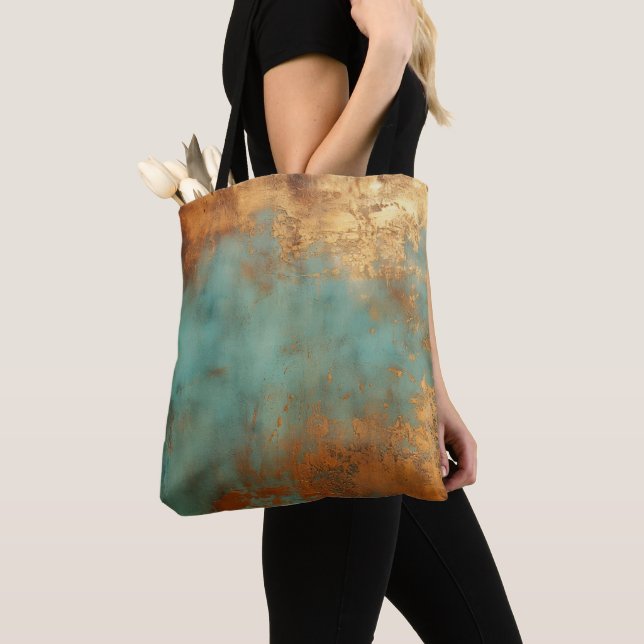 Copper Patina Rustic Metallic  Tote Bag (Close Up)