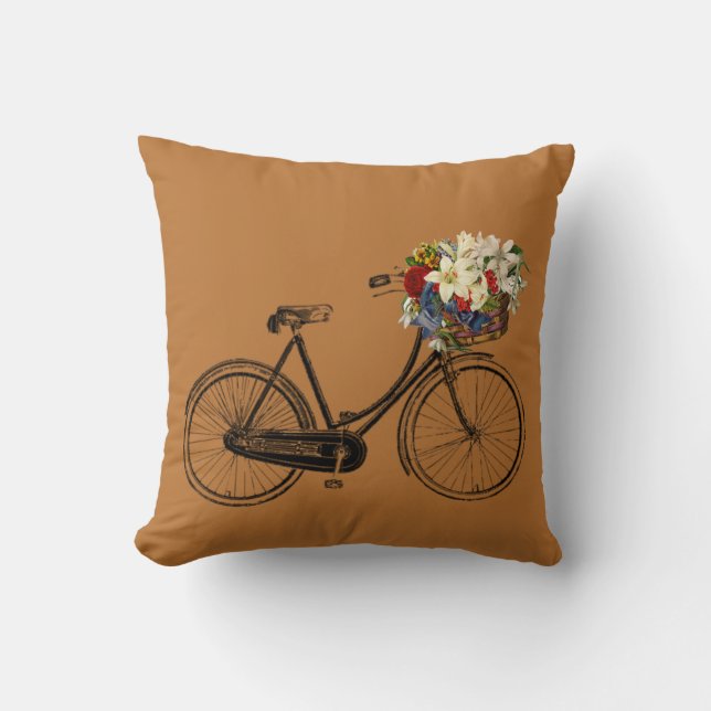 Copper penny bicycle flower Throw pillow (Front)