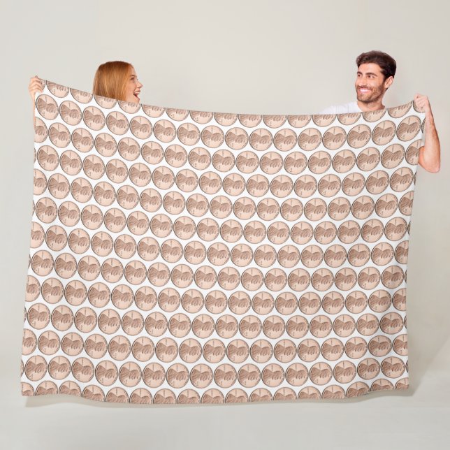 Copper Penny Coin Pattern – Lincoln Cent Design Fleece Blanket (In Situ)