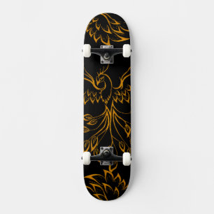 Copper Phoenix Rises on Black 2 Skateboard