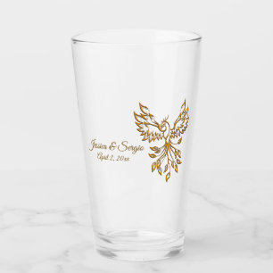 Copper Phoenix Rises on Black  Glass