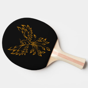 Copper Phoenix Rises on Black  Ping Pong Paddle
