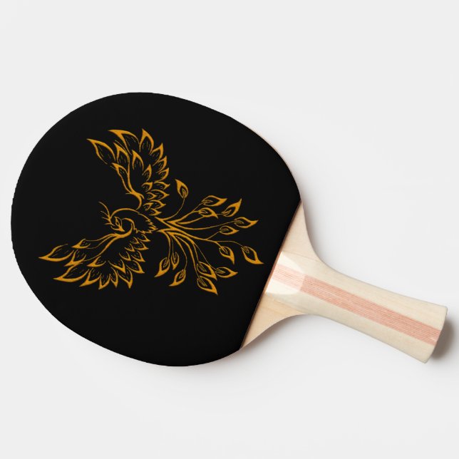 Copper Phoenix Rises on Black  Ping Pong Paddle (Side)