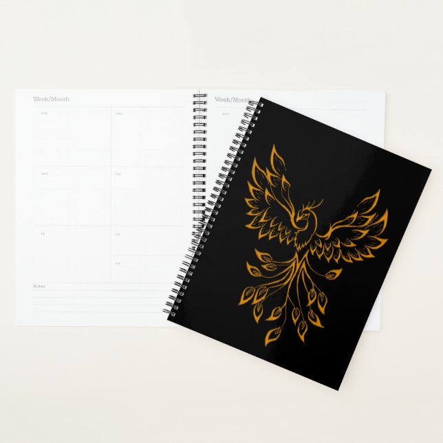 Copper Phoenix Rises on Black  Planner (Display)