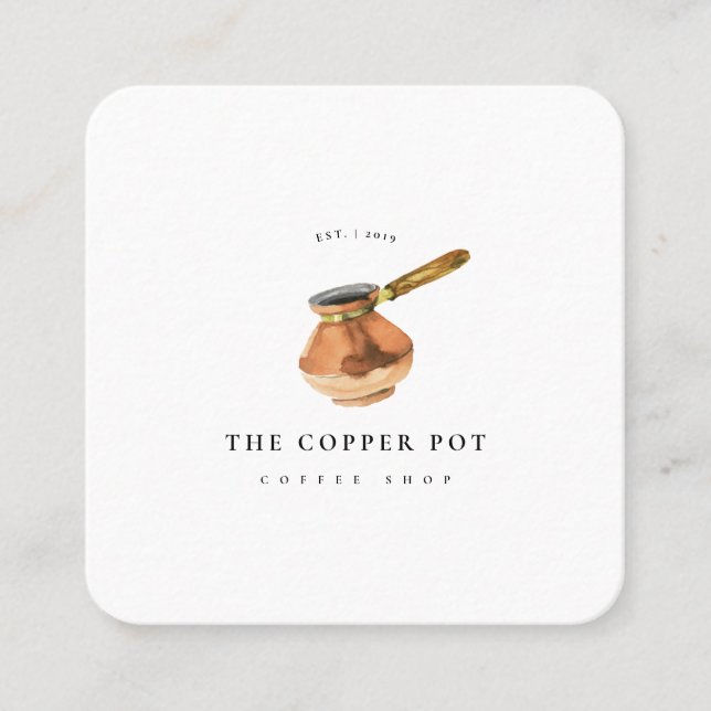 Copper Pot Illustration coffee shop Business Card (Front)
