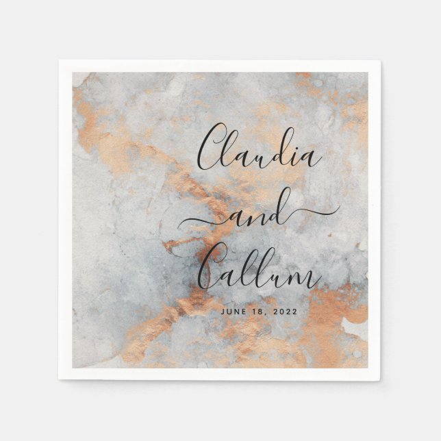 Copper Quarry Wedding Cocktail Napkins (Front)