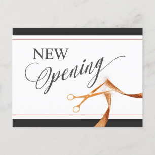 Copper Ribbon and Scissors NEW Opening Invitation Postcard