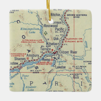 Copper River BC Vintage Map Ceramic Ornament