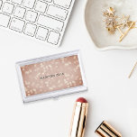 Copper Rose Bokeh Personalised Business Card Holder<br><div class="desc">Elegant business card case features a background of bokeh lights in shades of copper and rose gold,  with your name,  monogram or company name in the centre.</div>
