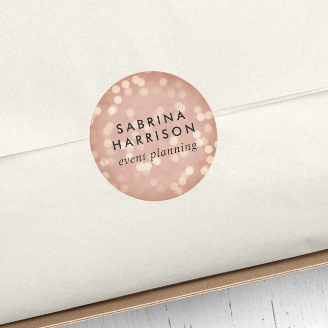 Copper Rose Bokeh | Personalised/Business Name Classic Round Sticker (Creator Uploaded)