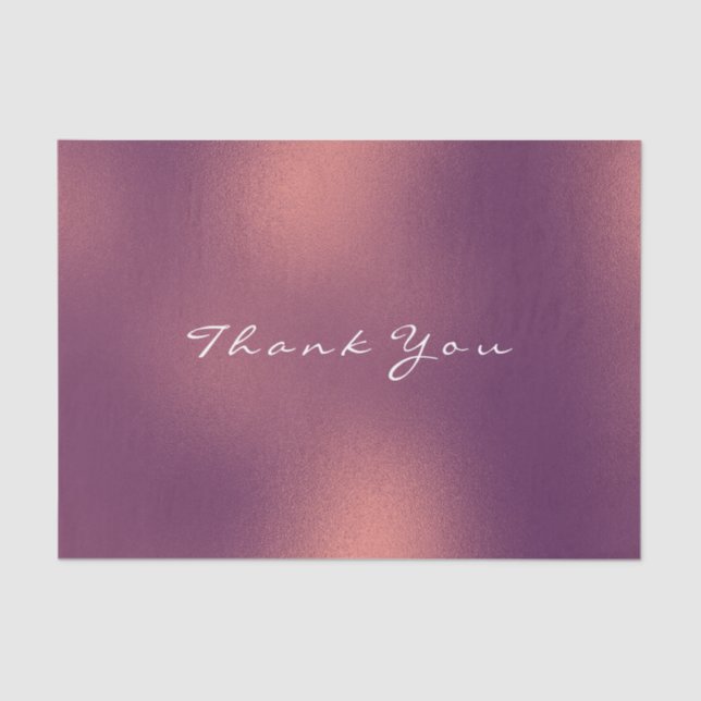 Copper Rose Gold Blush Metallic Thank Luxury Tissue Paper (Front)