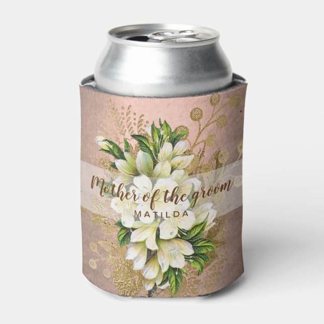 Copper rose gold floral mother of the groom can cooler (Can Front)