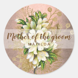Copper rose gold floral mother of the groom classic round sticker