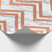 Copper Rose Gold Marble Zig Zag Chevron Grey White