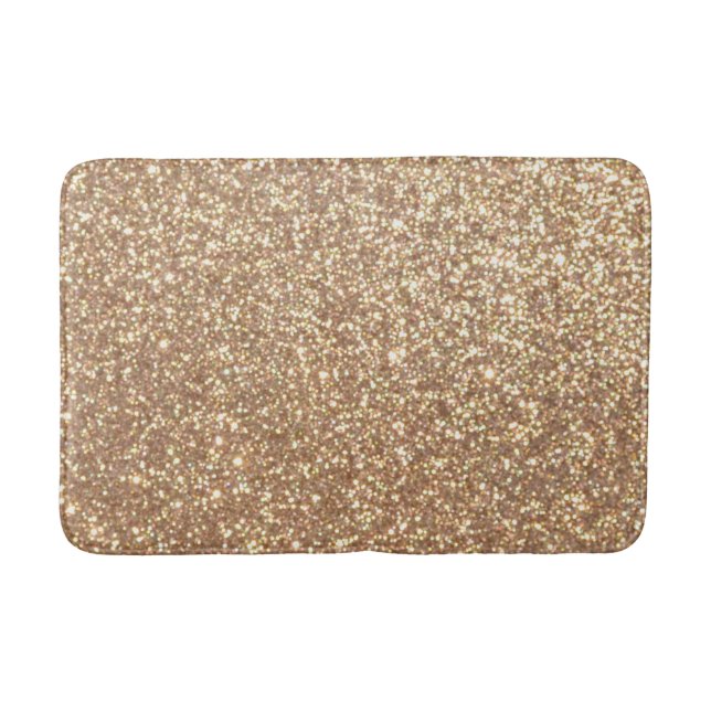 Copper Rose Gold Metallic Glitter Bath Mat (Front)