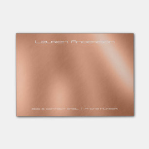 Copper Rose Gold Office Business Personalised Post-it Notes