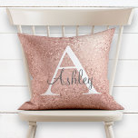 Copper Rose Gold Sparkle Monogram Name Cushion<br><div class="desc">Elegant Girly Copper Rose Gold Sparkle Monogram Name Pillow. This cute, girly pillow can be customised with your initial and first name. You can change the colour of the text and font style to further customise the design. Perfect for a girly girl's bedroom! Would you like to see this design...</div>