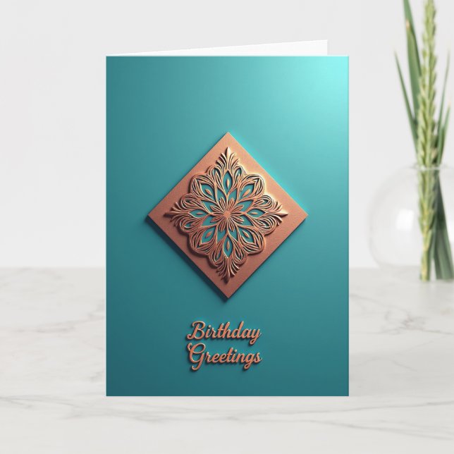 Copper Rosette Birthday Card (Front)