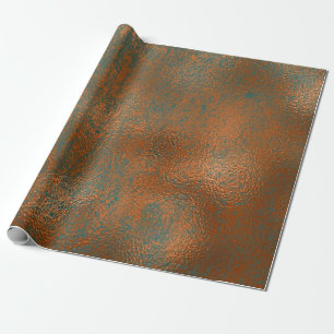 Copper Rust Blue Patina Metallic Abstract Teal Lux Wrapping Paper
