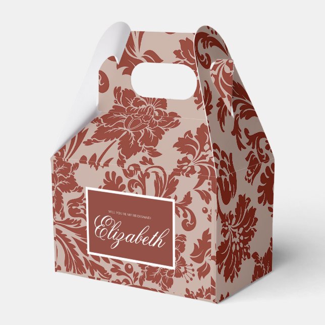 Copper rust damask custom favour box (Front Side)