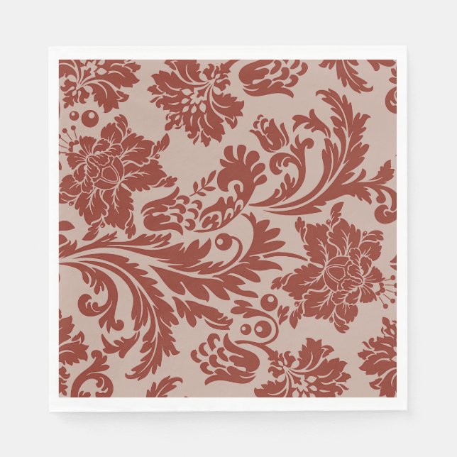 Copper rust damask paper napkins (Front)