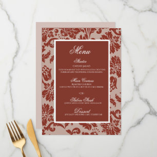 Copper rust damask wedding flat menu