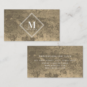 Copper Rust Metallic Texture Monogram Initial Business Card
