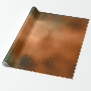 Copper Rust Teal Patina Metallic Grungy Abstract Wrapping Paper