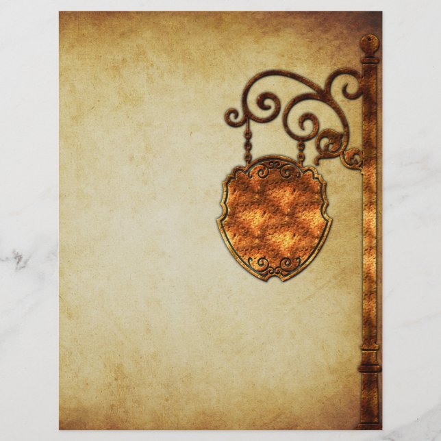 Copper Rustic Old Fashioned Sign Scrapbook Paper (Front)