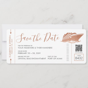 Copper Save the Date for Cruise Wedding