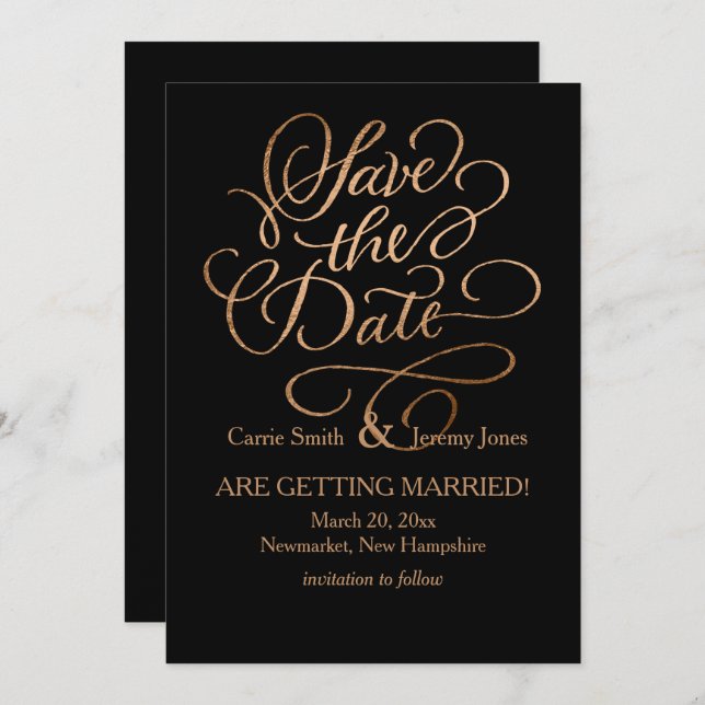 Copper Save the Date on Any Colour (Front/Back)