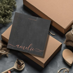 Copper Script Calligraphy Monogram Chalkboard Card