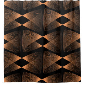 Copper shades, abstract linear tile shower curtain