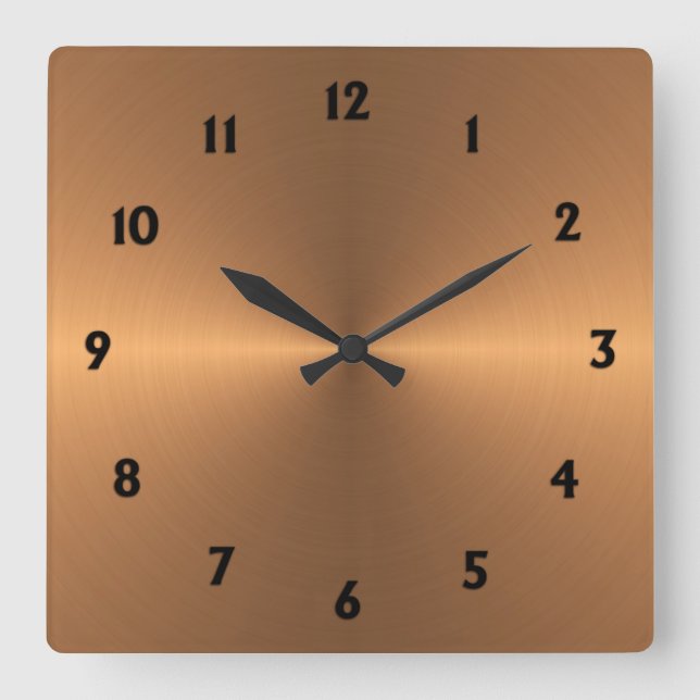 Copper Shine Square Wall Clock (Front)