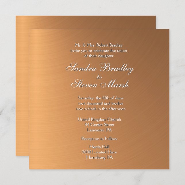 Copper Shine Wedding Invitation (Front/Back)