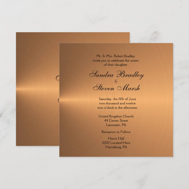 Copper Shine Wedding Invitation (Front/Back)