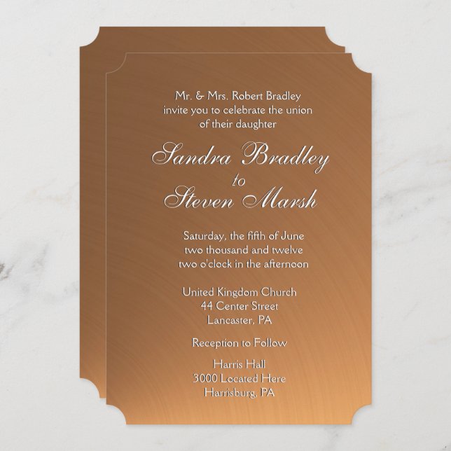 Copper Shine Wedding Invitation (Front/Back)