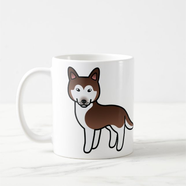 Copper Siberian Husky Cartoon Dog Coffee Mug (Left)