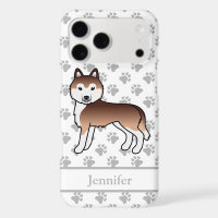 Copper Siberian Husky Cartoon Dog & Name