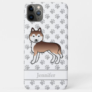 Copper Siberian Husky Cartoon Dog & Name Case-Mate iPhone Case